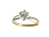 AN4_1207C - 19.2kt Two Tone Portuguese Gold Engagement Ring with CZs - Columbia Jewelers, Fall River, Massachusetts, USA