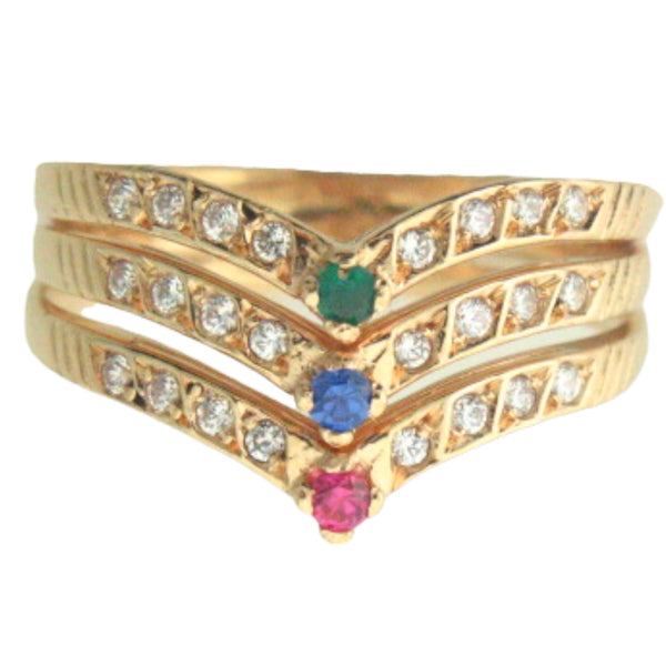 1017 - 19.2kt Portuguese Gold Ladies Triple Ring - Columbia Jewelers, Fall River, Massachusetts, USA
