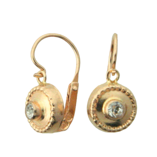 1202FR - 19.2k Portuguese Gold Kids Earrings (Hinge Hook-Front Fastening) - Columbia Jewelers, Fall River, Massachusetts, USA