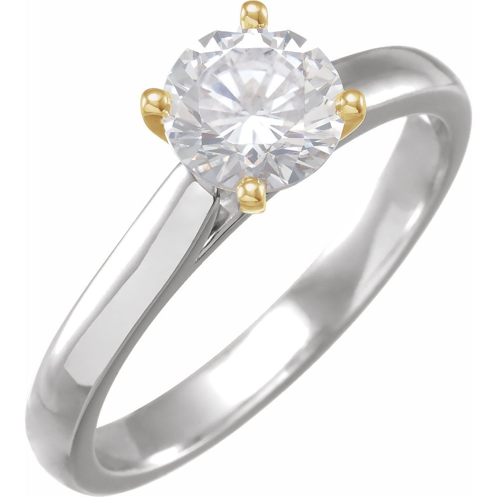 129748 - 14k Two Tones Solitaire Engagement Ring - Columbia Jewelers, Fall River, Massachusetts, USA