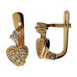 PB4657 - 19.2k Portuguese Gold Heart Kid's C.Z. Earrings - Columbia Jewelers, Fall River, Massachusetts, USA