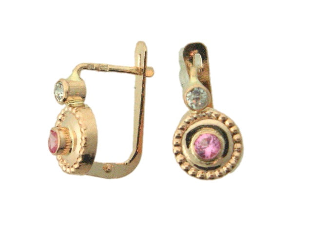 1202FQ - 19.2k Portuguese Gold Heart Shape Kids Earrings (Hinge Flap-Back) - Columbia Jewelers, Fall River, Massachusetts, USA