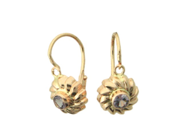 1203FR - 19.2k Portuguese Gold Kids Earrings (Hinge Hook-Front Fastening) - Columbia Jewelers, Fall River, Massachusetts, USA