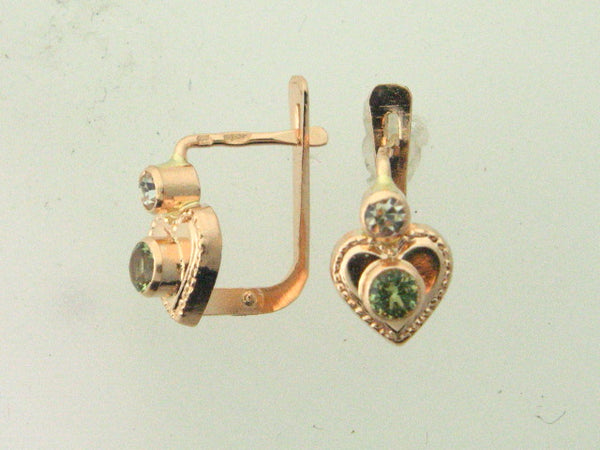 1204FQ - 19.2k Portuguese Gold Heart Shape Kids Earrings (Hinge Flap-Back) - Columbia Jewelers, Fall River, Massachusetts, USA