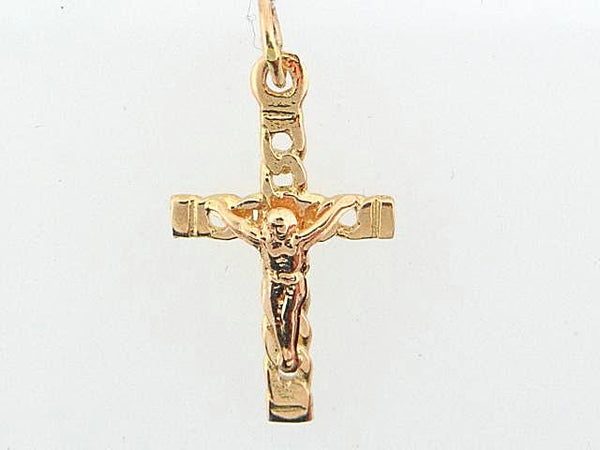 CURB - 19.2K Portuguese Gold Curb Crucifix - Columbia Jewelers, Fall River, Massachusetts, USA