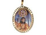 4827 - 19.2k Portug.Gold Enamel "Santo Cristo" Medal - 33x27mm - Columbia Jewelers, Fall River, Massachusetts, USA