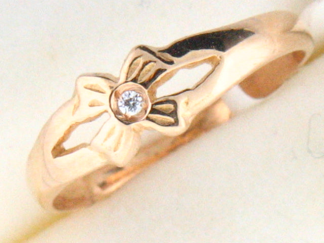 5999 - 19.2k Portug.Gold Flower Design C.Z. Kids Ring - Columbia Jewelers, Fall River, Massachusetts, USA