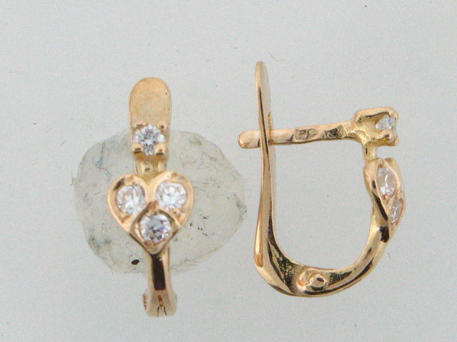 6628 - 19.2k Portuguese Gold Kid's C.Z. Earrings - Columbia Jewelers, Fall River, Massachusetts, USA