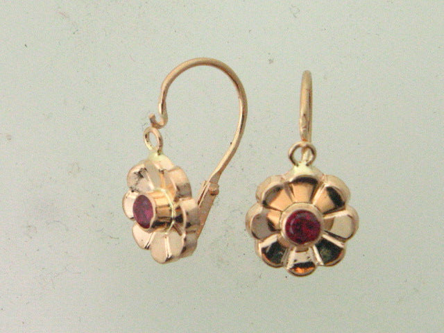 6741FR - 19.2k Portuguese Gold Kids Earrings (Hinge Hook-Front Fastening) - Columbia Jewelers, Fall River, Massachusetts, USA