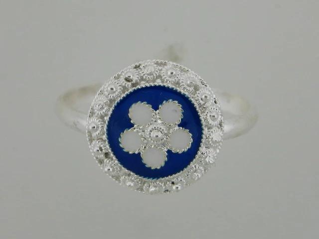 6830 - Sterling Silver Portuguese Traditional Enamel Ring - Columbia Jewelers, Fall River, Massachusetts, USA