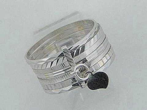 7DBDHSS - Sterling Silver 7 Days Dangle Heart Band - Columbia Jewelers, Fall River, Massachusetts, USA