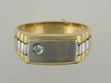204 - 19.2kt Portuguese Gold Two Tones Men Solitaire Ring With CZ - Columbia Jewelers, Fall River, Massachusetts, USA