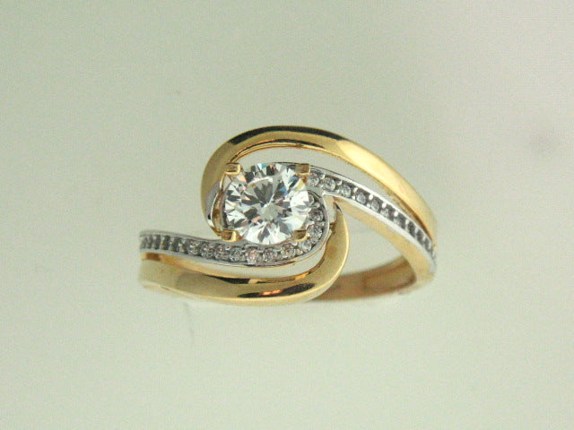 AN134_7199C - 19.2kt Portuguese Gold Engagement Ring with CZs - Columbia Jewelers, Fall River, Massachusetts, USA