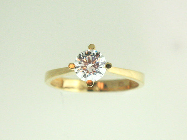 AN144_6670 - 19.2kt Portuguese Gold Solitaire Engagement Ring with CZ - Columbia Jewelers, Fall River, Massachusetts, USA