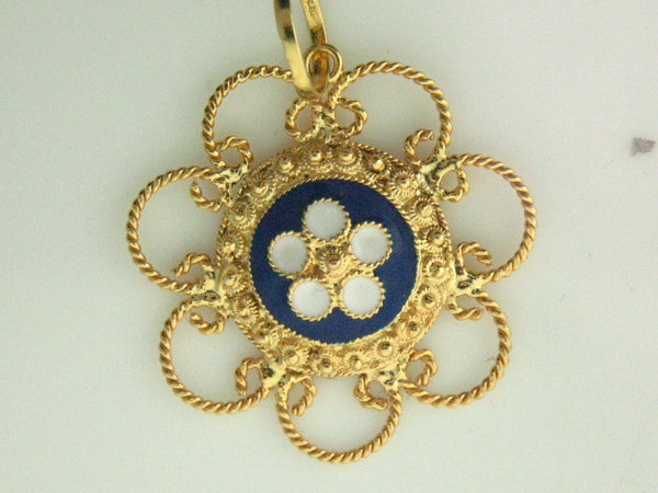 BQ01_0175 - 19.2k Portug.Gold Enameled Flower Medal - Columbia Jewelers, Fall River, Massachusetts, USA