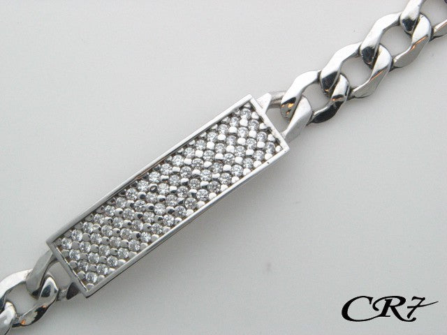 C03.030 - Sterling Silver CR7 Collection Men Solid Bracelet with CZs - Columbia Jewelers, Fall River, Massachusetts, USA