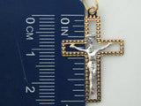 CR133_758C - 19.2K Two Tone Portuguese Gold Solid Crucifix - Columbia Jewelers, Fall River, Massachusetts, USA