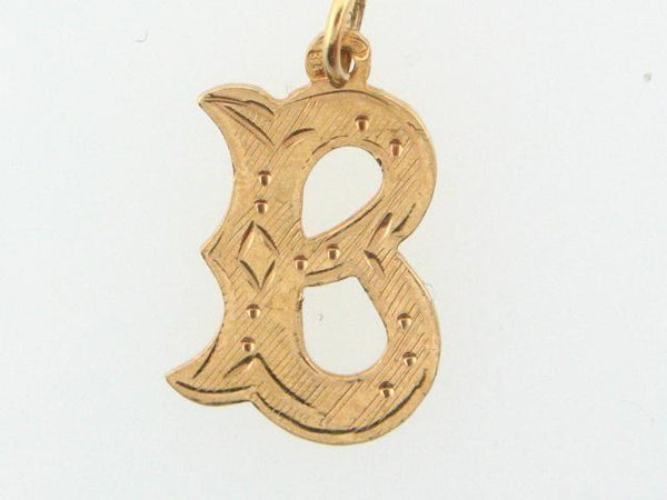 LG - 19.2k Portuguese Gold Engraved Initial Solid Charm - Columbia Jewelers, Fall River, Massachusetts, USA