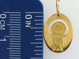 6203 - 19.2k Portuguese Gold Solid Oval Communion Medal - Columbia Jewelers, Fall River, Massachusetts, USA