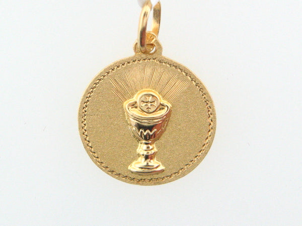 1870 - 19.2k Portuguese Gold Solid Round Communion Medal - Columbia Jewelers, Fall River, Massachusetts, USA
