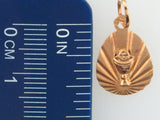 5717 - 19.2k Portuguese Gold Solid Pear Shape Communion Medal - Columbia Jewelers, Fall River, Massachusetts, USA