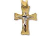 00018 - 19.2K Two Tones Portuguese Gold Solid Crucifix - Columbia Jewelers, Fall River, Massachusetts, USA