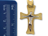 00018 - 19.2K Two Tones Portuguese Gold Solid Crucifix - Columbia Jewelers, Fall River, Massachusetts, USA