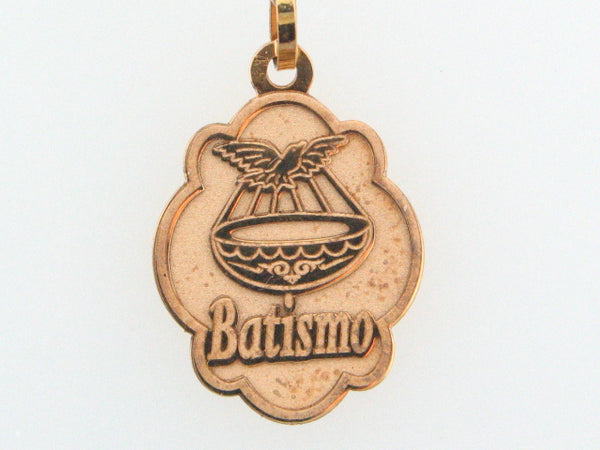 5758 - 19.2k Portuguese Gold Solid "Batismo" Medal - Columbia Jewelers, Fall River, Massachusetts, USA