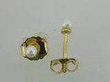JBR64- 19.2k Portuguese Gold Pearl Stud Kids Earrings - Columbia Jewelers, Fall River, Massachusetts, USA