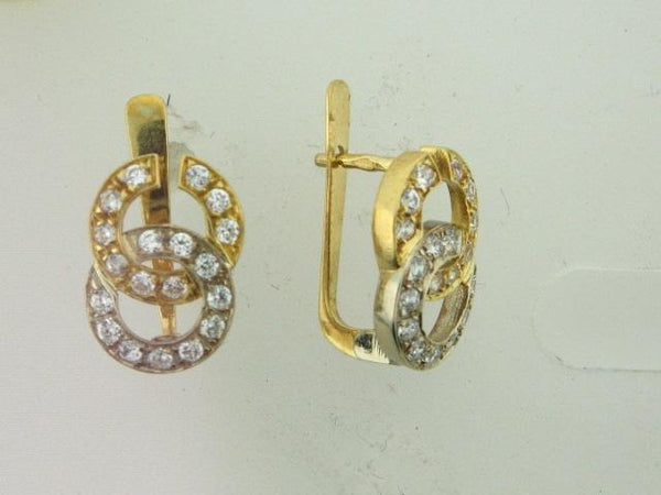 156738- 19.2k Two Tones Portuguese Gold Earrings - Columbia Jewelers, Fall River, Massachusetts, USA