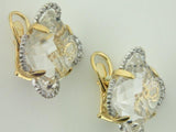 22.501 - 19.2kt Two Tone Portuguese Gold Earrings With Diamonds And Topaz - Columbia Jewelers, Fall River, Massachusetts, USA