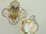 22.501 - 19.2kt Two Tone Portuguese Gold Earrings With Diamonds And Topaz - Columbia Jewelers, Fall River, Massachusetts, USA