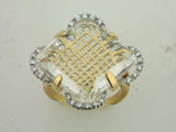 22.502 - 19.2kt Two Tone Portuguese Gold Ring With Diamonds And Topaz - Columbia Jewelers, Fall River, Massachusetts, USA