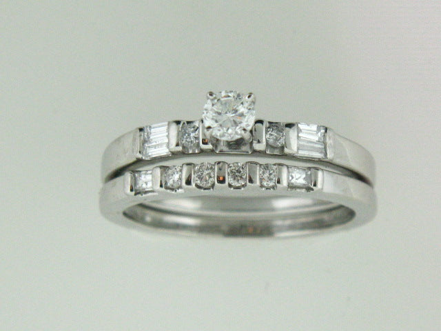 514 - Platinum Genuine Diamonds Ring Set - Columbia Jewelers, Fall River, Massachusetts, USA