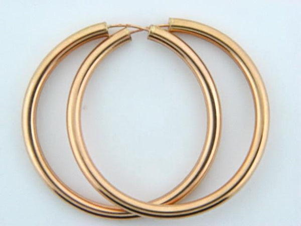 HOOPS35MMP - 19.2k Gold Plain Hoops Earrings (3.5mm thickness) - Columbia Jewelers, Fall River, Massachusetts, USA