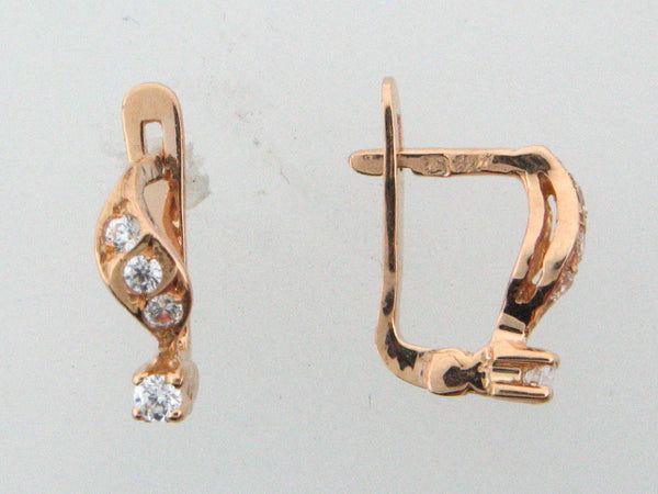 JBR28 - 19.2k Portuguese Gold Kid's C.Z. Earrings - Columbia Jewelers, Fall River, Massachusetts, USA