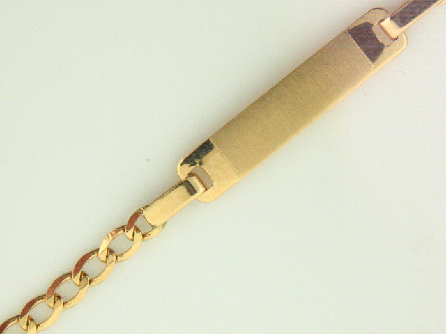 P8N7 - 19.2k Portug.Gold ID Curb Link Kids Bracelet - Columbia Jewelers, Fall River, Massachusetts, USA
