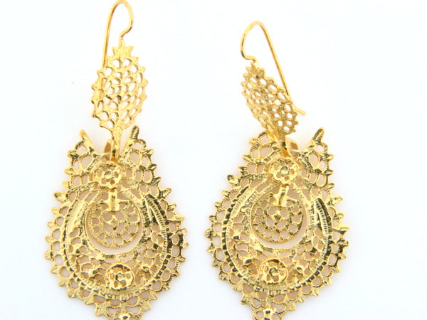 BRQUEEN - Sterling Silver "Queen" Earrings (Gold Plated) - Columbia Jewelers, Fall River, Massachusetts, USA