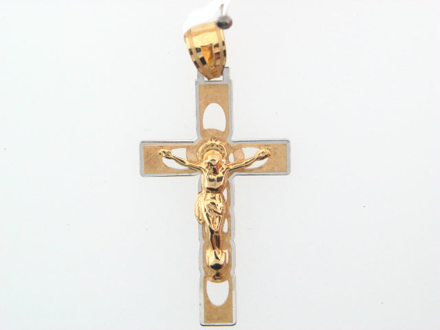 297 - 19.2K Two Tones Portuguese Gold Solid Crucifix - Columbia Jewelers, Fall River, Massachusetts, USA